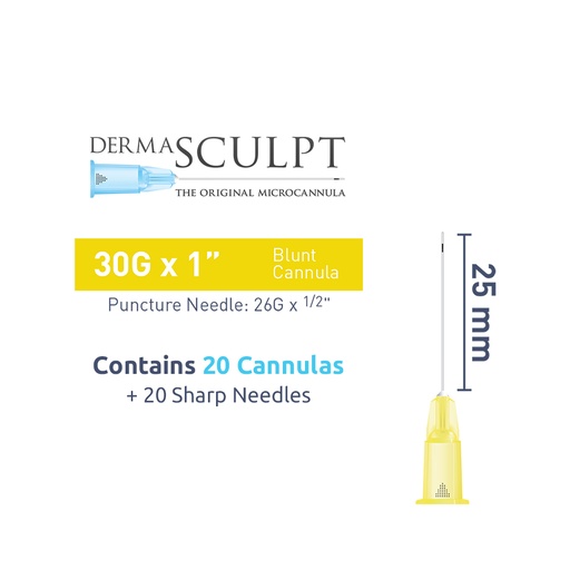 Micro Canules DERMASCULPT 30Gx25mm - Boite de 20 Canules