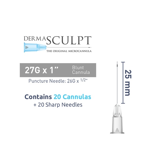 Micro Canules DERMASCULPT 27Gx25mm - Boite de 20 Canules