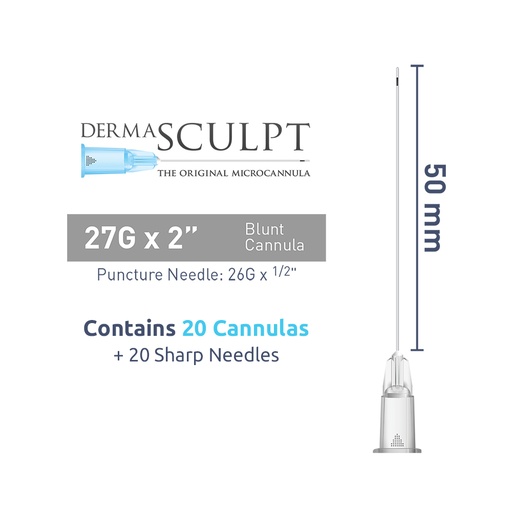 Micro Canules DERMASCULPT 27Gx50mm - Boite de 20 Canules