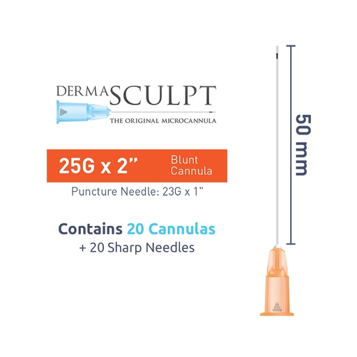 Micro Canules DERMASCULPT 25Gx50mm - Boite de 20 Canules
