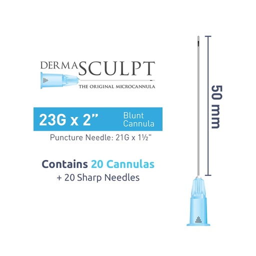 Micro Canules DERMASCULPT 23Gx50mm - Boite de 20 Canules