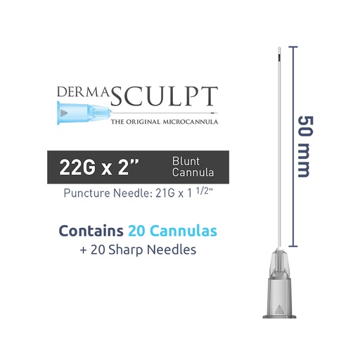 Micro Canules DERMASCULPT 22Gx50mm - Boite de 20 Canules