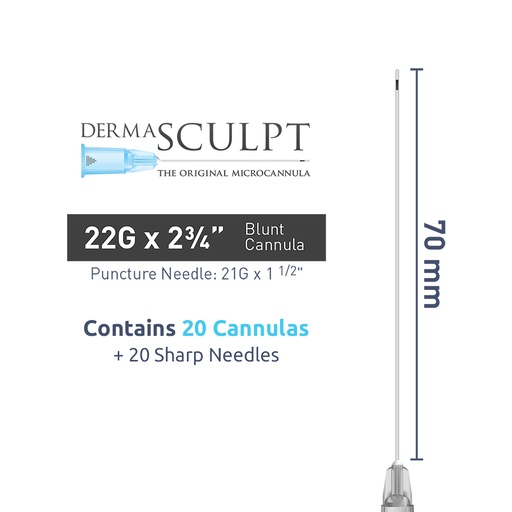 Micro Canules DERMASCULPT 22Gx70mm - Boite de 20 Canules