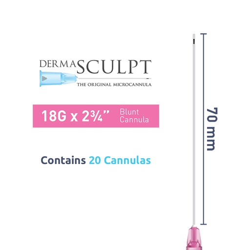 Micro Canules DERMASCULPT 18Gx70mm - Boite de 20 Canules